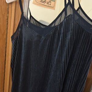 Elegant Navy Blue Pleated slip dress